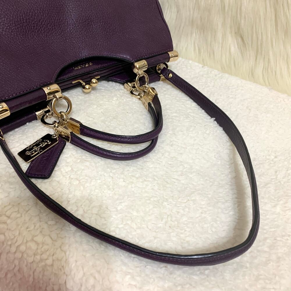 Coach Purple Satchel with Gold Accents - Picture 8 of 16